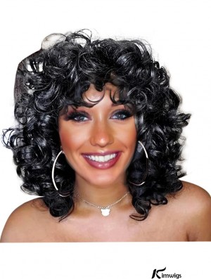 Soft Black Short Curly Wig with Bangs for Black Women - Natural, Stylish Look for Everyday Wear or Special Occasions