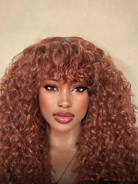 Ginger Brown Curly Wig with Bangs - Soft, Voluminous Synthetic Wig for Black Women | Natural & Stylish Look for Everyday or Special Occasions