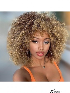 Short Afro Blonde Curly Wig – Kinky Curly Full Wig with Brown & Blonde Highlights for a Bold, Natural Look