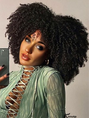 12-Inch Curly Afro Wig with Bangs – Synthetic Wig for Women, Natural & Stylish Look
