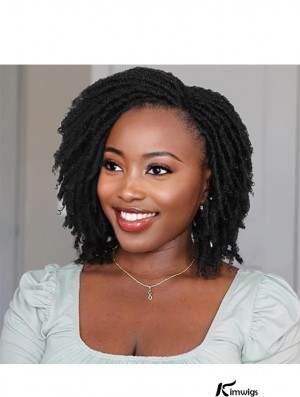 Black Women’s Short Faux Locs Twist Wig: Afro-Inspired Braided Curly Human Hair for African American Elegance