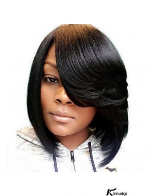 Synthetic Bob Hairstyle Wigs for Women African American Flair with Side Swept Bangs 