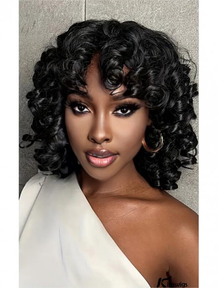Authentic Curly Synthetic Wig with Bangs Flawless Natural Look for African American Women