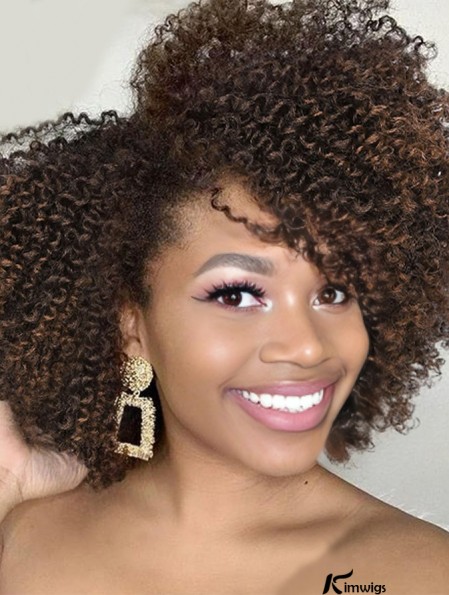 Elegant Side-Part Afro Curly Synthetic Wig for Black Women - African American Chic Hair Alternative