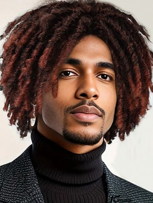  Short Curly Dreadlocked Braided Wigs for Men Layered Replacement Afro Wig
