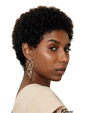 Authentic Kinky Curl Brazilian Wig for African American Women - Seamless Full Black Hairpiece