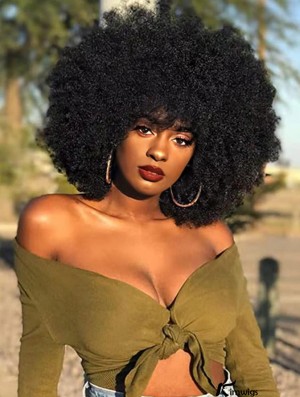 70s-Inspired Short Curly Afro Kinky Synthetic Wig – Bouncy & Fluffy for Black Women