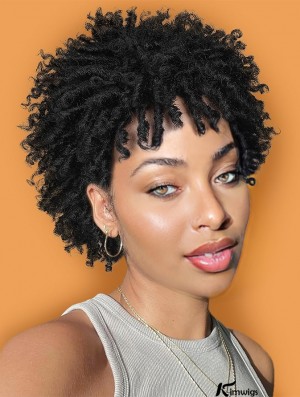 Black Women's Short Afro Faux Locs Dreadlock Wig with Twisted Braids