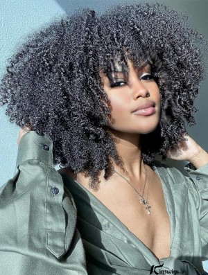 Natural-Look Kinky Curly Afro Wig for Black Women - Short Hair Extension