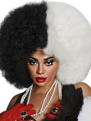 Soft, Natural-Looking Synthetic Curly Wigs for Black Women - Fluffy & Bouncy Afro Styles in Black and White