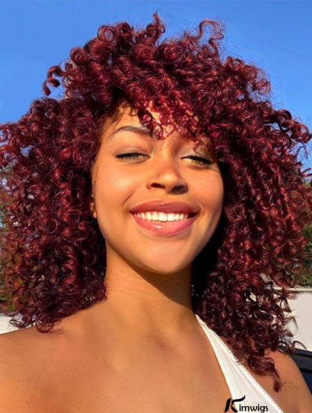 Bangs-Friendly Short Kinky Curly Afro Synthetic Wig Ideal for Daily Wear and Parties