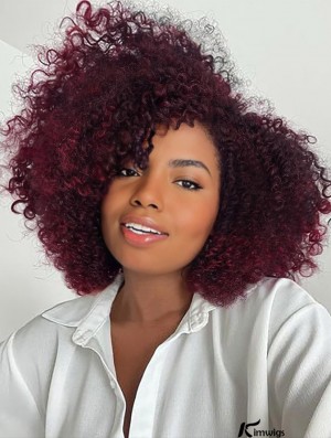 Side Part Short Kinky Curly Twist-Out Afro Wig for African American Women - Synthetic Full Head Wigs