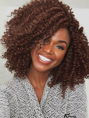 Side Part Short Kinky Curly Twist-Out Afro Wig for African American Women - Synthetic Full Head Wigs