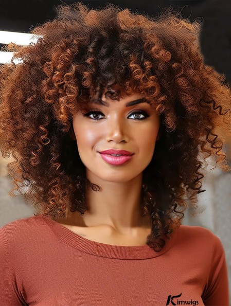 Side Part Short Kinky Curly Twist-Out Afro Wig for African American Women - Synthetic Full Head Wigs