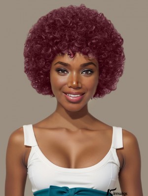 Burgundy Colored Afro Wig – Glueless, Easy Wear & Go Full Head Wig for Parties and Events