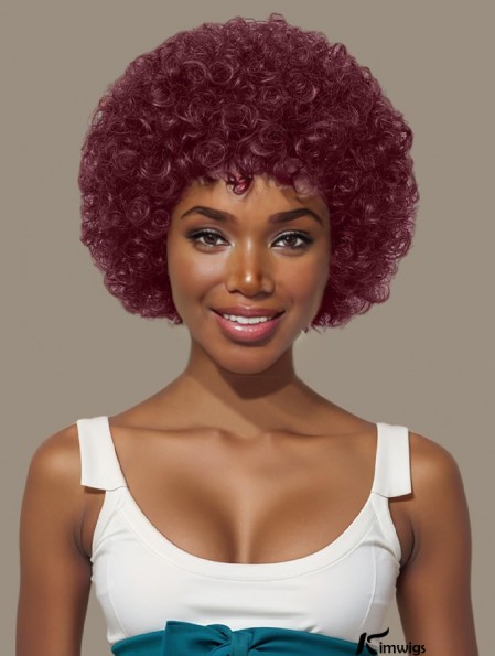 Burgundy Colored Afro Wig – Glueless, Easy Wear & Go Full Head Wig for Parties and Events