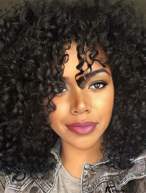 Bangs-Friendly Curly Afro Synthetic Wig - Stylish Afro Curly Hairpiece for Instant Glamour