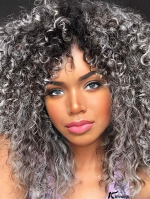 Bangs-Friendly Curly Afro Synthetic Wig - Stylish Afro Curly Hairpiece for Instant Glamour