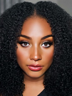 Afro Kinky Curly Human Hair Wig with Anti Slip Elastic Band 150% Density Upgraded Wigs
