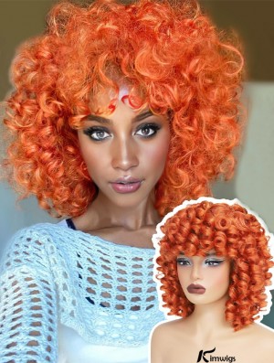 Afro Curly Synthetic Hair Replacement Short Curly Wig with Bangs Full Curl Wigs for Black Women