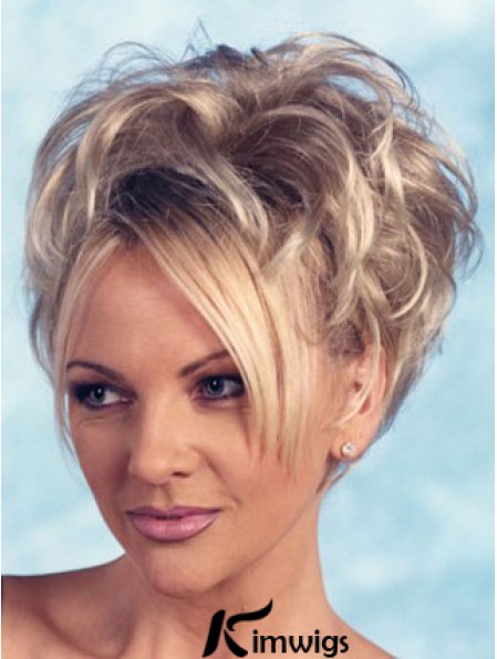 Curly Synthetic Blonde Short Fashion 3/4 Wigs