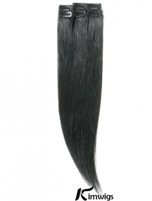 Amazing Black Straight Remy Real Hair Clip In Hair Extensions