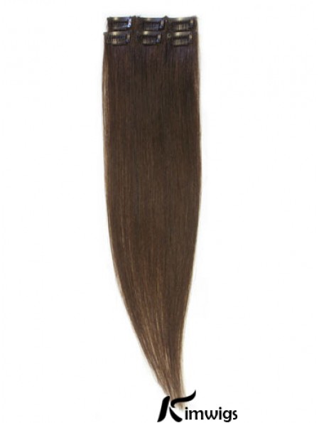 Popular Brown Straight Remy Real Hair Clip In Hair Extensions