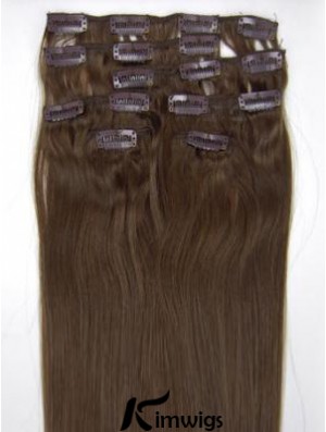 Perfect Brown Straight Remy Real Hair Clip In Hair Extensions