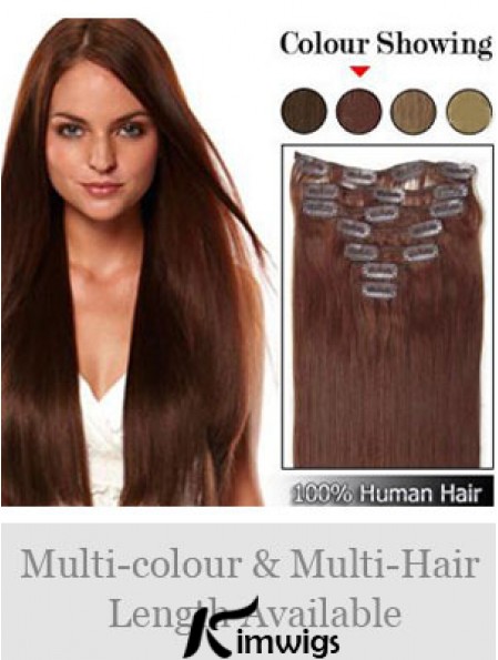 Hairstyles Auburn Straight Remy Real Hair Clip In Hair Extensions