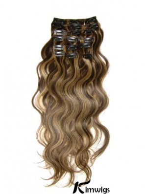 Clip In Hair Extensions With Remy Wavy Style Brown Color