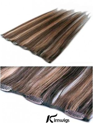 High Quality Brown Straight Remy Real Hair Clip In Hair Extensions