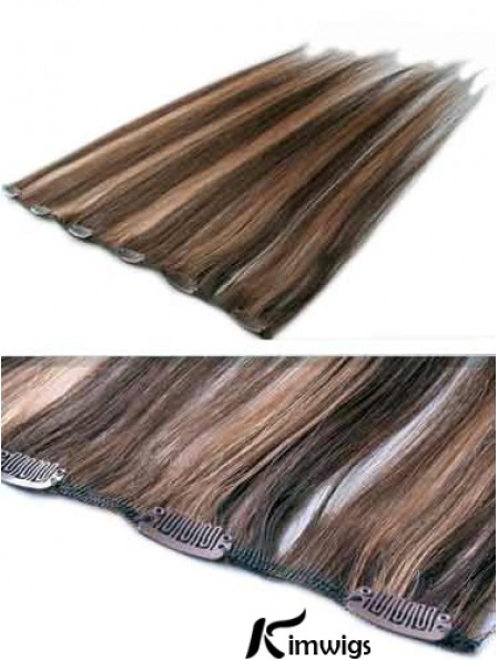 High Quality Brown Straight Remy Real Hair Clip In Hair Extensions