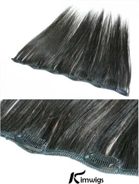 Fabulous Black Straight Remy Real Hair Clip In Hair Extensions