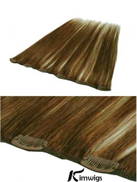 Beautiful Brown Straight Remy Real Hair Clip In Hair Extensions