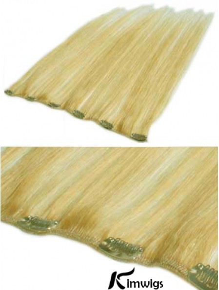 Affordable Blonde Straight Remy Real Hair Clip In Hair Extensions