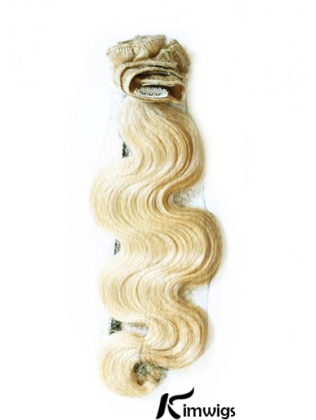 Stylish Blonde Wavy Remy Real Hair Clip In Hair Extensions