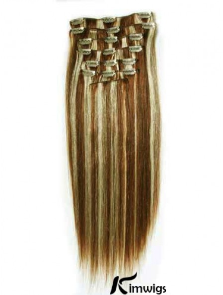 New Brown Straight Remy Real Hair Clip In Hair Extensions