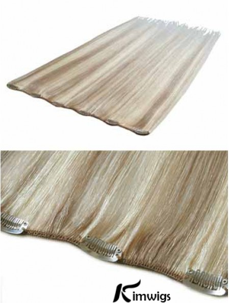 Convenient Blonde Straight Remy Real Hair Clip In Hair Extensions