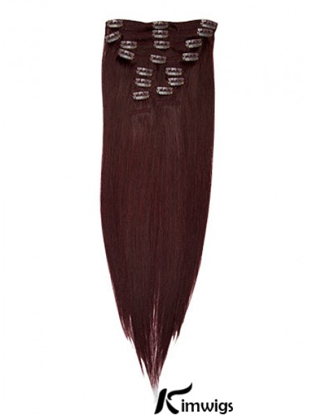 Fashionable Red Straight Remy Real Hair Clip In Hair Extensions