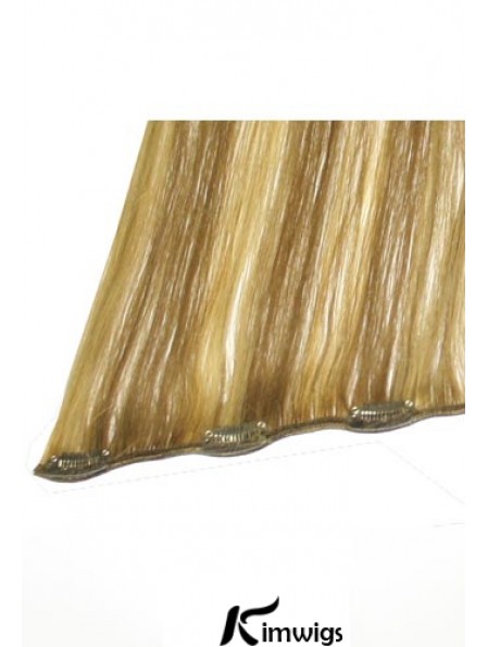 No-Fuss Blonde Straight Remy Real Hair Clip In Hair Extensions