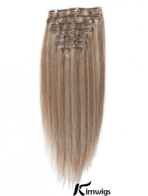 Great Blonde Straight Remy Real Hair Clip In Hair Extensions
