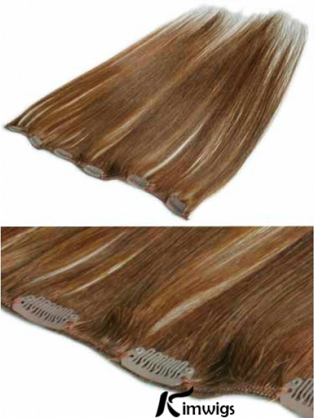 Comfortable Brown Straight Remy Real Hair Clip In Hair Extensions