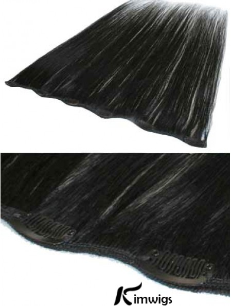 Popular Black Straight Remy Real Hair Clip In Hair Extensions