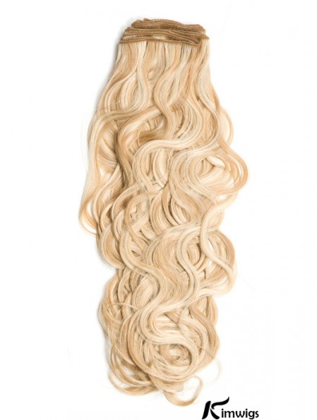 Curly Remy Real Hair Blonde Stylish Weft Extensions
