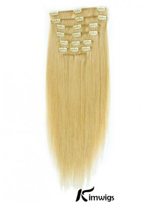 Suitable Blonde Straight Remy Real Hair Clip In Hair Extensions