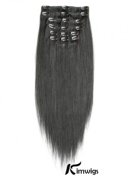 Incredible Black Straight Remy Real Hair Clip In Hair Extensions