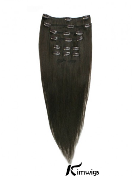 Good Black Straight Remy Real Hair Clip In Hair Extensions