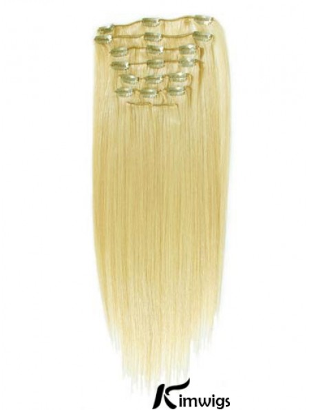 Style Blonde Straight Remy Real Hair Clip In Hair Extensions