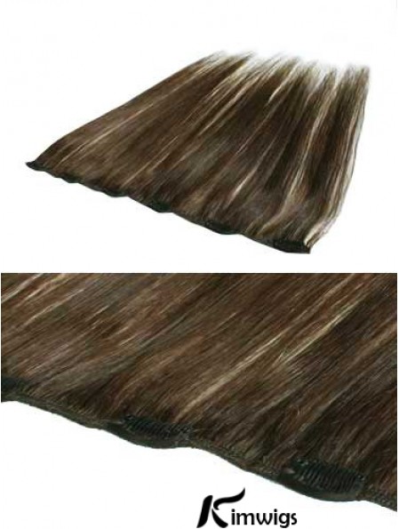 Convenient Brown Straight Remy Real Hair Clip In Hair Extensions