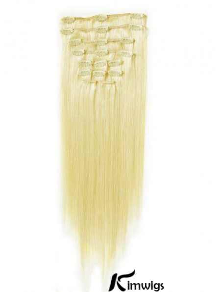 Perfect Blonde Straight Remy Real Hair Clip In Hair Extensions